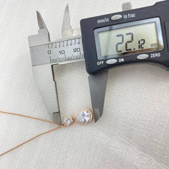 FAC Glamorous CZ Necklace & Earrings Rose Gold tone NWT - Picture 5 of 7